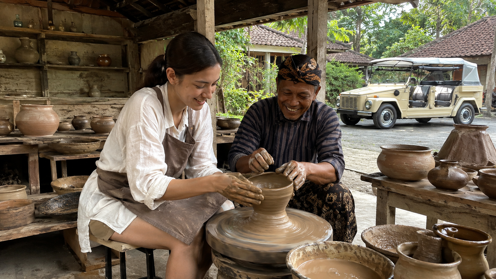 Suasana belajar gerabah Klipoh Borobudur