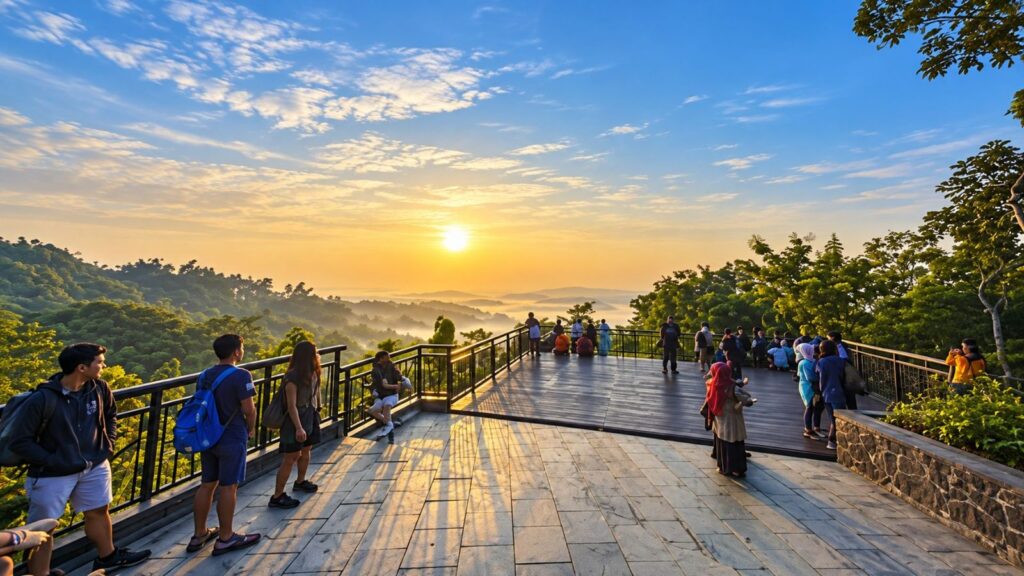 VW klasik untuk wisata Magelang Borobudur dengan spot foto di latar Menoreh